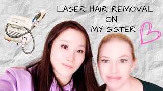 MY IPL LASER HAIR REMOVAL SALON TREATMENT ON MY SISTER EXPERIENCE [upl. by Payson382]