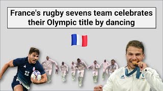 Frances rugby sevens team celebrates their Olympic title by dancing [upl. by Attennod]