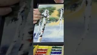 Watercolor Birch Trees Tutorial Tips for Depth amp Texture shorts ArtTips [upl. by Lovmilla]