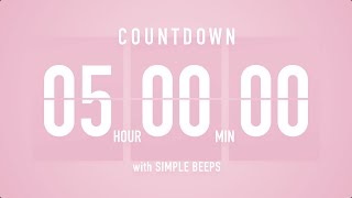 5 Hours Countdown Flip Clock Timer  Simple Beeps 🌸🔔 [upl. by Levina]