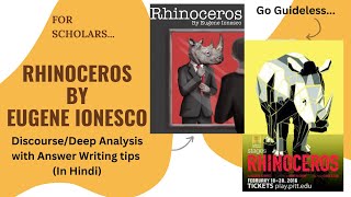 Rhinoceros by Eugene IonescoDeep Analysis In HindiDU Sem 6 [upl. by Aerdnaek879]