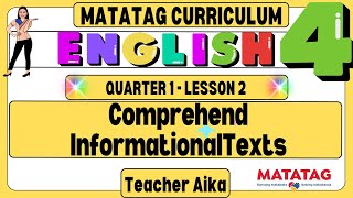 MATATAG English 4 Grade 4 Quarter 1 Lesson 2 Comprehend informational texts matatag [upl. by Ydwor]