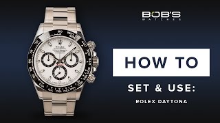 How To Use Your Rolex Daytona  Set amp Change Time Chronograph  Bobs Watches [upl. by Yruama]