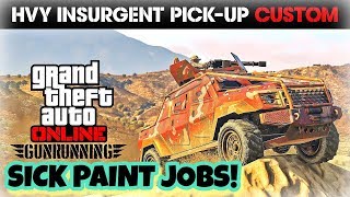 TOP 5 AWESOME PAINT JOBS FOR THE NEW INSURGENT PICK UP CUSTOM GUNRUNNING DLC GTA V ONLINE [upl. by Hcir435]