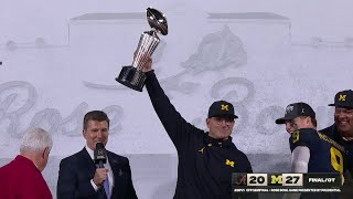 Jim Harbaugh and Michigans FULL TROPHY CEREMONY after winning the Rose Bowl 🌹 [upl. by Ozen]