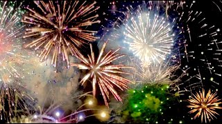 Fireworks Sound Effects and Stock Video 4K  Colorful Fireworks Exploding in Night Sky ROYALTY FREE [upl. by Dlareg]