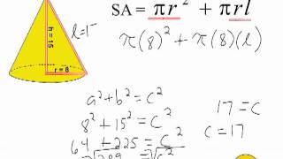 Surface Area Of A Cone  Slant Height Not Given [upl. by Danila]