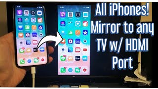 All iPhones How to Screen Mirror AirPlay to Any TV w HDMI Cable amp Digital AV Adapter [upl. by Daryle]