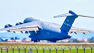 UNBELIEVABLE SHORT TAKEOFF US Air Force Boeing C17 Globemaster at Belgrade Airport [upl. by Alodie364]