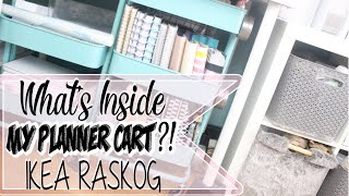 WHATS INSIDE MY PLANNER CART Planner Supplies Organization  IKEA RASKOG [upl. by Ifen]