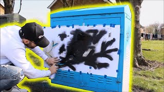 Painting Graffiti Stencils on the streets [upl. by Adkins836]