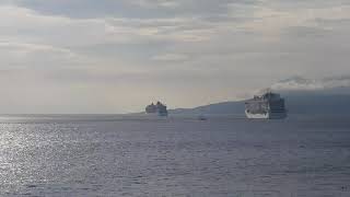 Timelapse of Celebrity Constellation amp Norwegian Breakaway leaving Mykonos [upl. by Jannel]