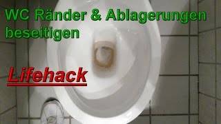 Toilettenränder amp Urinstein entfernen Toilette reinigen WC wieder weiß bekommen mit Geschirrspültab [upl. by Nnayhs]