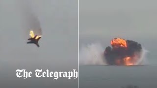 Russian jet crashes into the Crimean port of Sevastopol [upl. by Nelra]