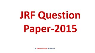 JRF question paper2015 [upl. by Anaidirib]