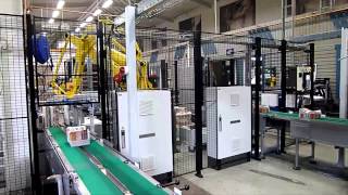 RIMASYSTEM Conveying stacking robot palletizing behind DGM Coldset press 059 [upl. by Veleda814]