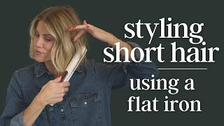 Styling Short Hair  Using a Flat Iron [upl. by Namhcan127]