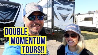 Grand Design Momentum 376TH and Momentum 350G  Toy Hauler RV Tours  Full Time RV [upl. by Flam634]