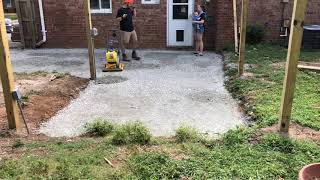 Plate Compacting Crushed Gravel Base Before Paver Patio Installation [upl. by Niltac784]