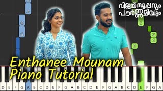 Enthanee Mounam Piano Tutorial Notes amp MIDI  Vijay Superum Pournamiyum  Malayalam Song [upl. by Anamor]