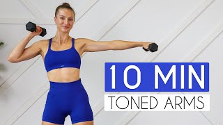 10 MIN TONED ARMS WORKOUT At Home Minimal Equipment [upl. by Irrej122]