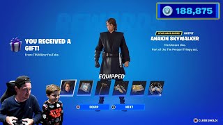 Spending My Fortnite VBucks Giving A Random Kid NEW Star Wars Skin ANAKIN SKYWALKER Bundle amp MORE [upl. by Evatsug673]