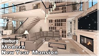 BLOXBURG Modern New Year Winter Mansion interior  full tour Roblox House Build [upl. by Nnovahs]