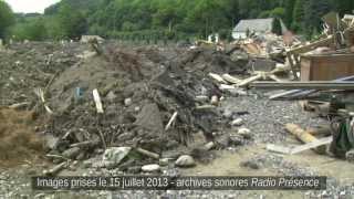 Inondation 2013 Grotte de Lourdes vidéo 19 lundi 15 juillet  reconstruire après la crue [upl. by Branen]