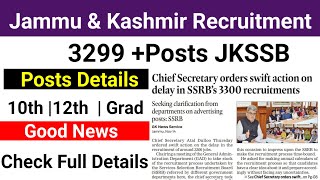 JKSSB 3299  Posts Recruitment 2024 Official update By JK SSB Chairman  Good New [upl. by Danny]