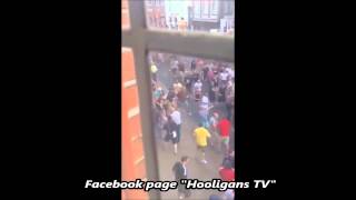 HooligansGroningen clash with Aberdeen fans 24072014 [upl. by Hayarahs]