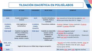 TILDE DIACRÍTICA EN MONOSÍLABOS Y POLISÍLABOS SEMANA 8 co [upl. by Noreik]