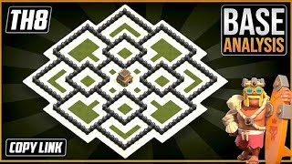 BEST TH8 Base HYBRIDTROPHY with Link 2020 COC TH8 Base Design DEFENSE  Clash of Clans [upl. by Derfliw]