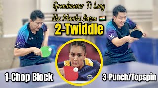 How to make 1 Chop Block  Twiddle  1 Backhand Punch Topspin like Manika Batra  world class [upl. by Wulf135]