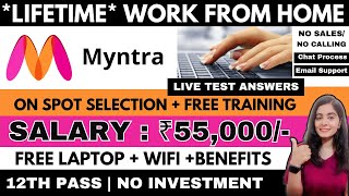 MYNTRA  LIVE TEST ANSWERS  WORK FROM HOME JOBS 2024  ONLINE JOBS AT HOME  12TH PASS  NO FEES [upl. by Tesil]