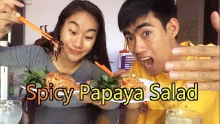 Spicy Papaya Salad Challenge and How to make Papaya Salad Khmer Food  Drawing Life [upl. by Giesecke]