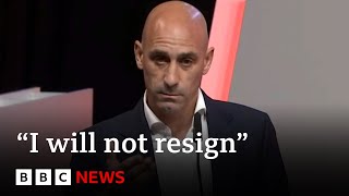 Luis Rubiales Spanish football boss refuses to quit after Womens World Cup kiss  BBC News [upl. by Nirok]