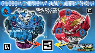 NEW QR CODES SALVAGE VALTRYEK RASHAD V7 GOLDEN NEMESIS N7 DUAL PACK BEYBLADE BURST QD APP [upl. by Eznyl438]