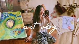 ART VLOG ☁️painting ghibli scene stationary haul amp creative journal [upl. by Zeidman550]