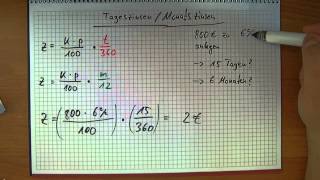 Zinsrechnung  Tageszinsen und Monatszinsen [upl. by Jotham385]