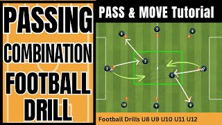 Passing Combination Football Drill  Pass and Move  Soccer Drill U8 U9 U10 U11 U12 warm up [upl. by Ahseral]