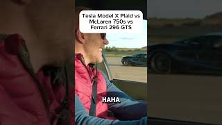 Tesla Model X Plaid vs McLaren 750s vs Ferrari 296 GTS [upl. by Refinnej]