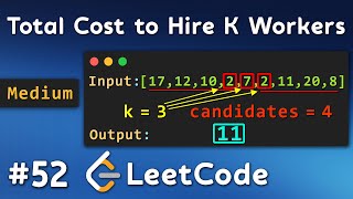 Total Cost to Hire K Workers Çözümü  LeetCode Algoritma Çözümleri 52 [upl. by Aleibarg]