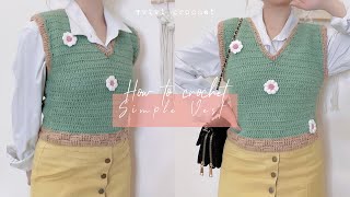 🌼 How to Crochet Simple Vest  V Neck Vest 🌼 [upl. by Ulysses]