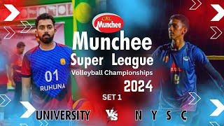 University Vs NYSC  Munchee Super League  2024 Set 1 [upl. by Nirak]