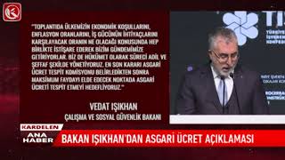 Kardelen TV  BAKAN IŞIKHANDAN ASGARİ ÜCRET AÇIKLAMASI [upl. by Sylvia]