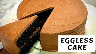 Eggless Chocolate Cake Super Moist amp Rich cake with chocolate frosting NO Condensed milk [upl. by Enaej335]