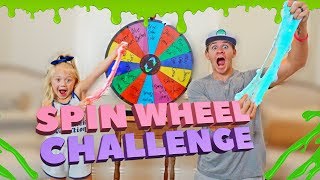 MYSTERY WHEEL OF SLIME CHALLENGE EVERLEIGH VS DAD [upl. by Ahearn381]