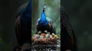 Peacock Mom Keeps Her Chicks Safe in the Rain mother birds peacock rain trending [upl. by Iras730]