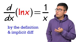 how do we know the derivative of lnx is 1x the definition amp implicit differentiation [upl. by Ydnew]