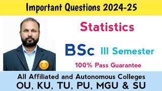 Statistics Important Questions 202425 BSc III Semester 3rd Sem Imp Stats OU PU KU TU MGU SU [upl. by Ecneps]